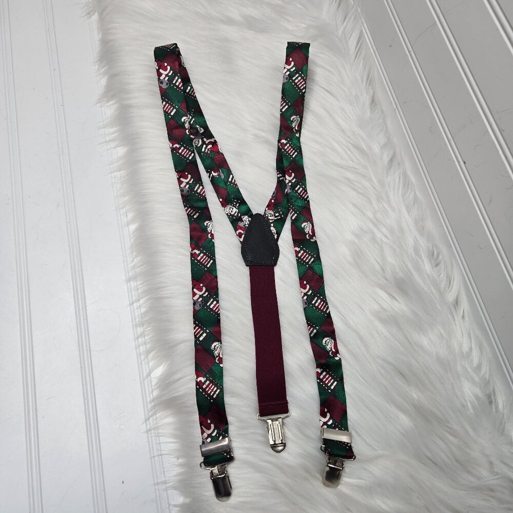 Vintage Christmas Santa Claus Chimney Red Adult Suspenders